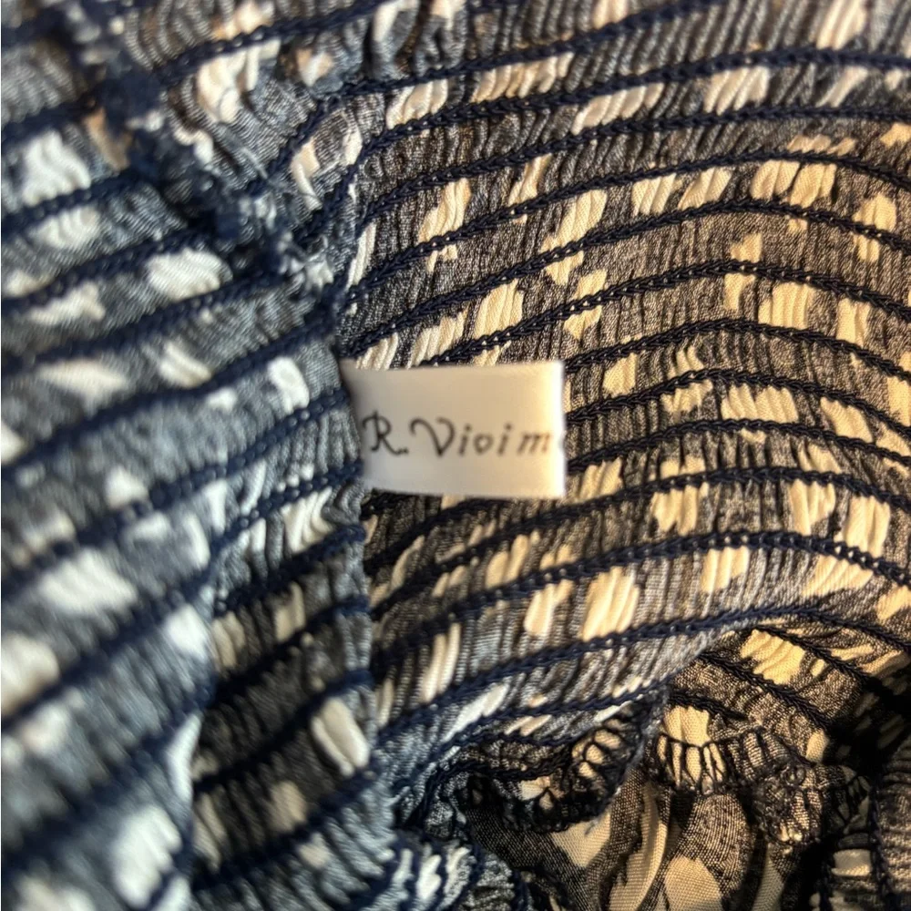 Navy blue and white smock dress with adjustable straps - Picture 10 of 11